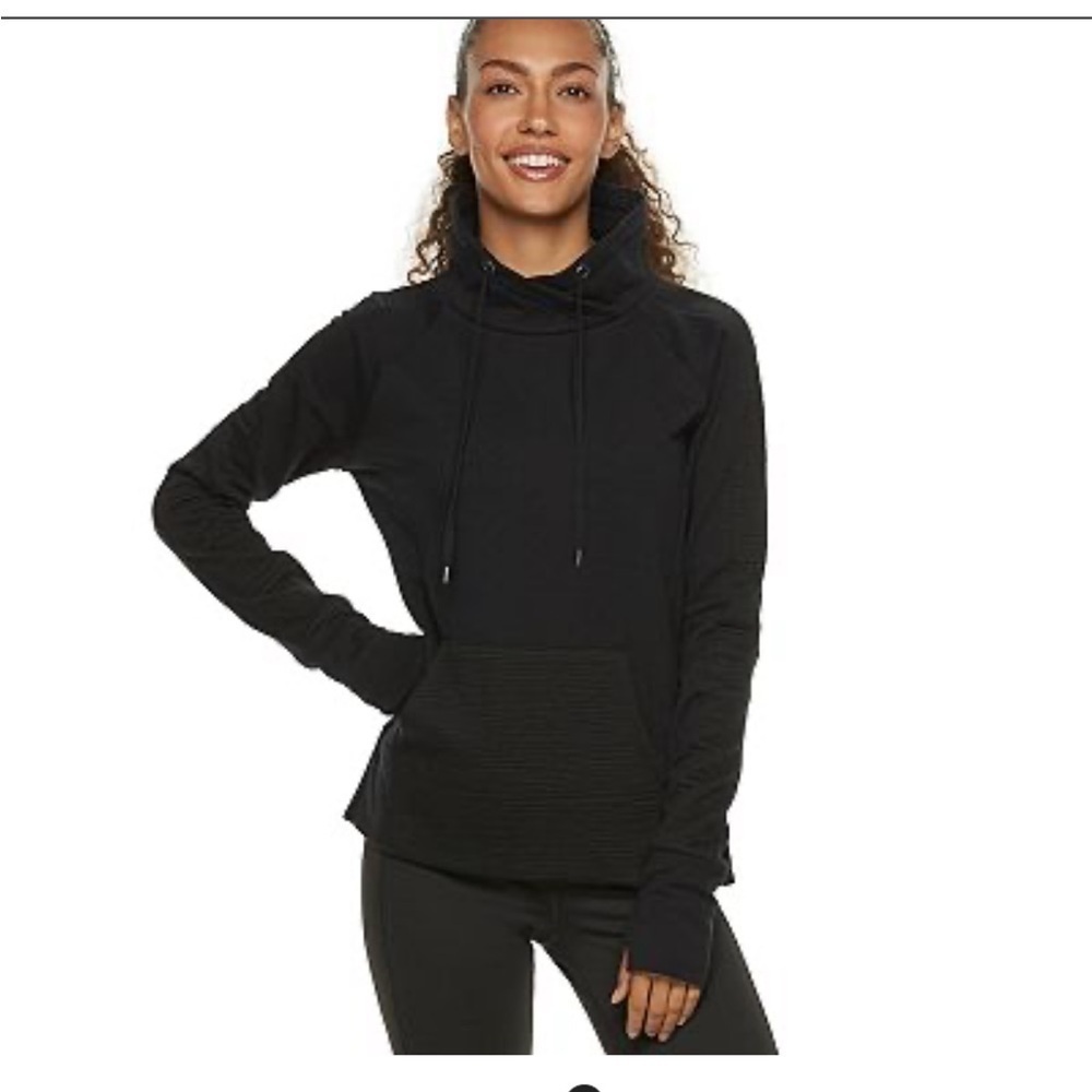 NWT WOMEN’s GRAY BLACK LIGHTWEIGHT HOODIE WITH DRAWSTRING SIZE MEDIUM